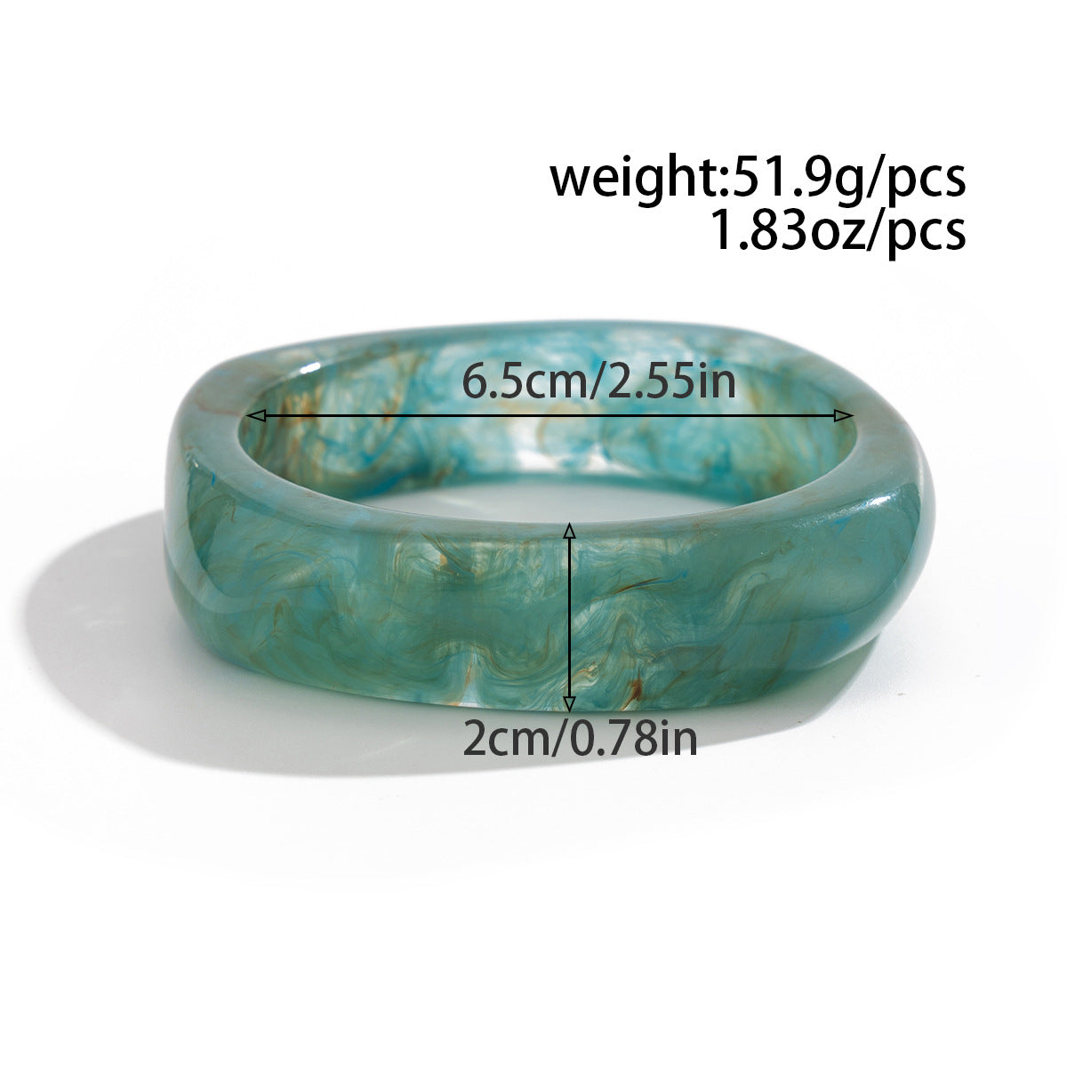 Vintage Peacock Blue Ombre Resin Wide Bracelet