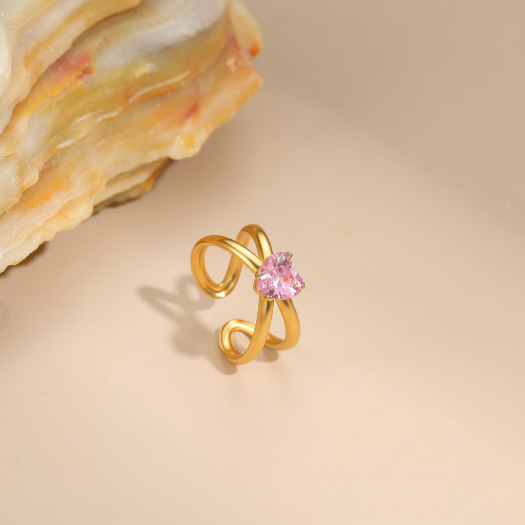 Céleste pink Hearts Ring
