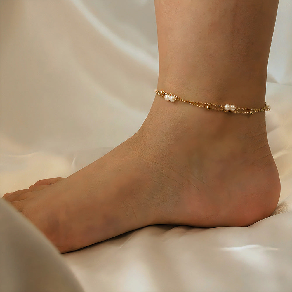 Céleste Simple Pearl Anklet