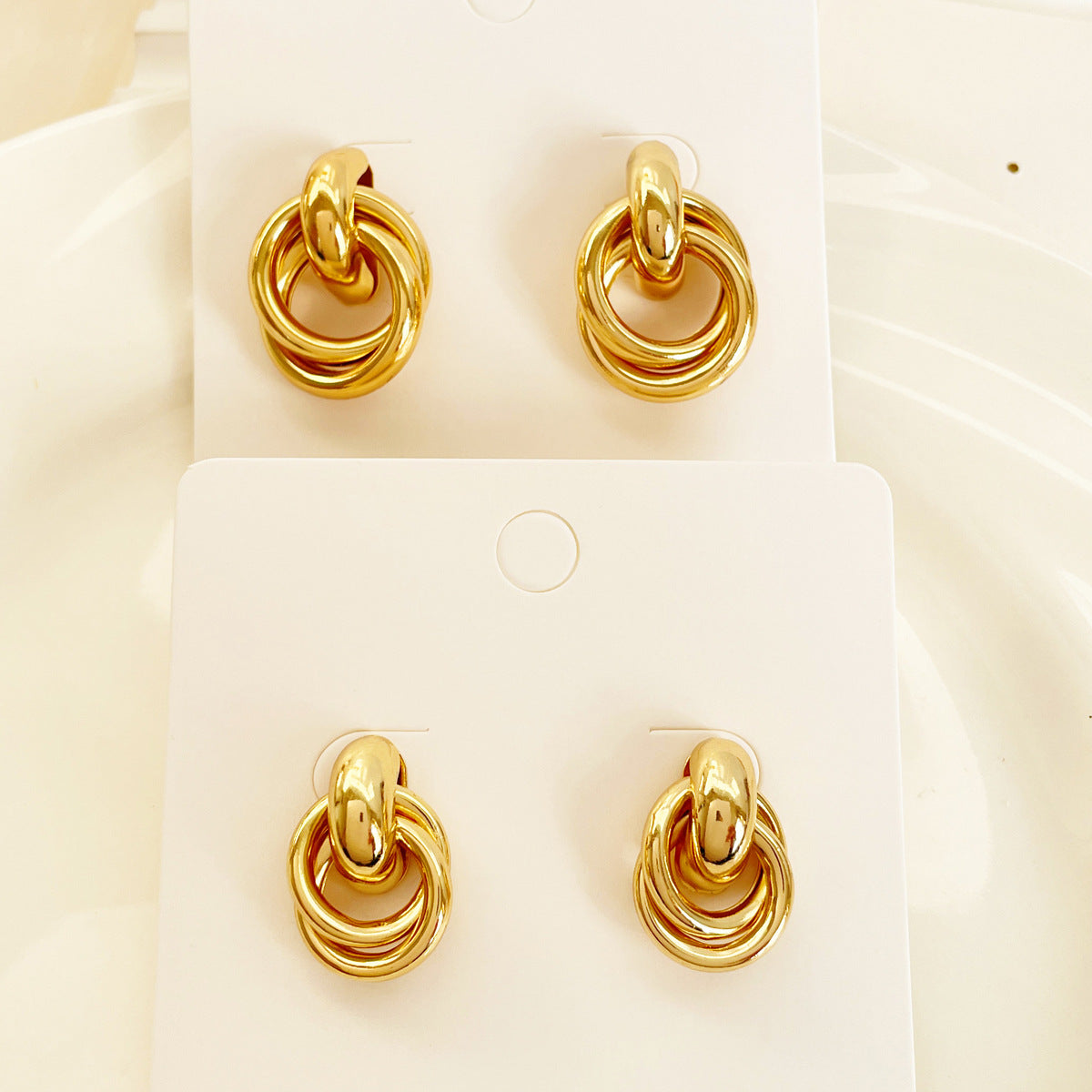 Ivory Geometric Combination Earrings