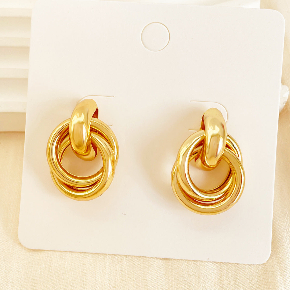 Ivory Geometric Combination Earrings