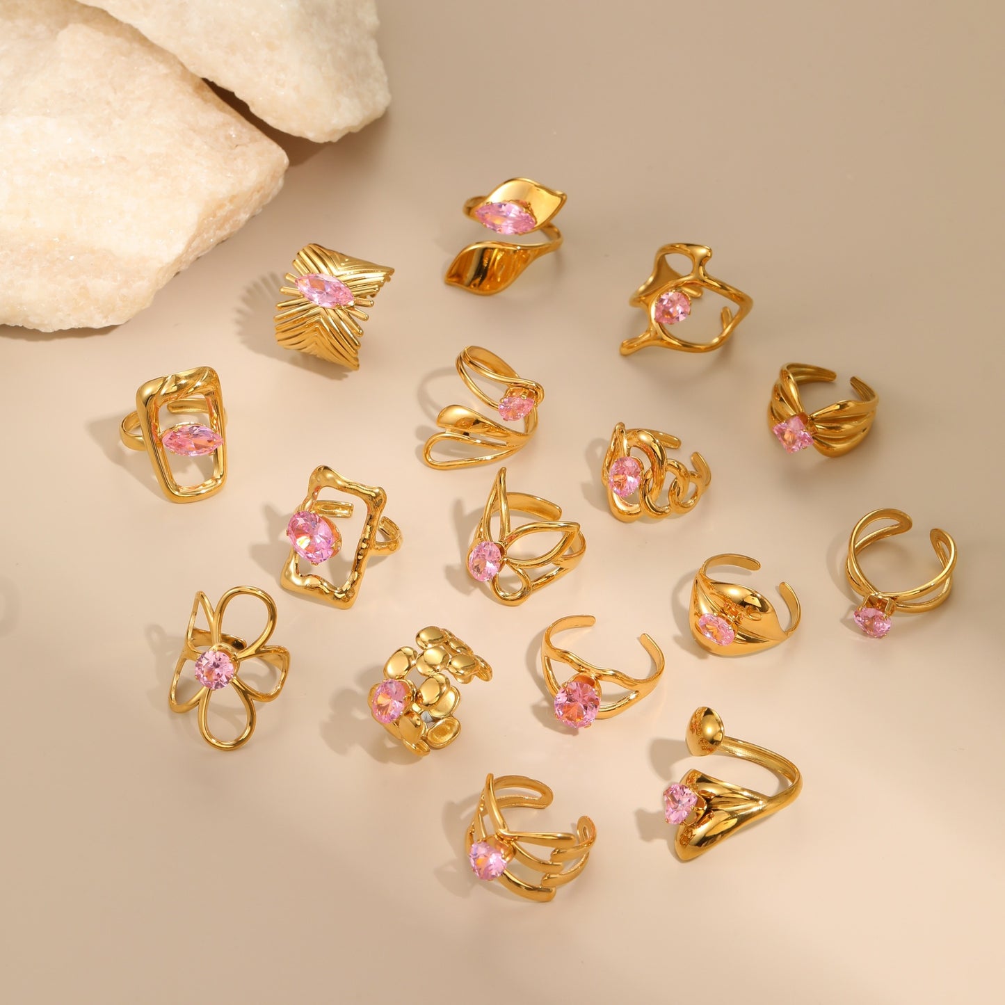 Céleste pink Hearts Ring