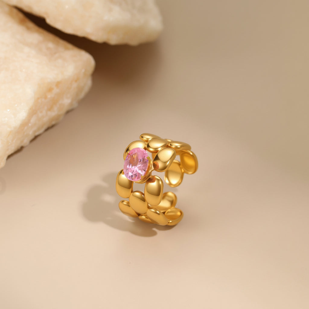 Céleste pink Hearts Ring