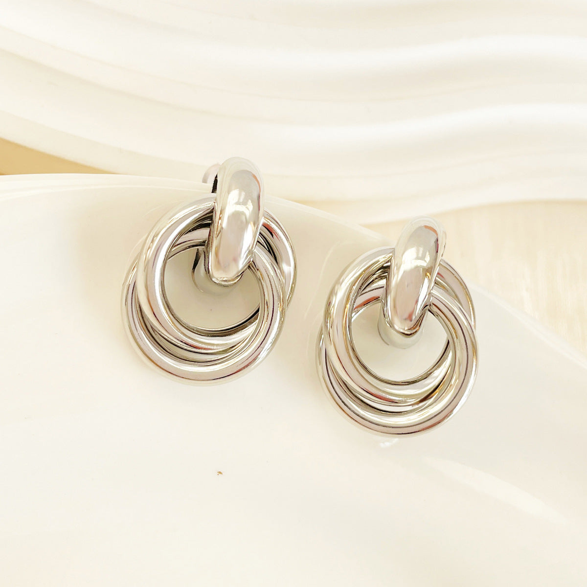 Ivory Geometric Combination Earrings