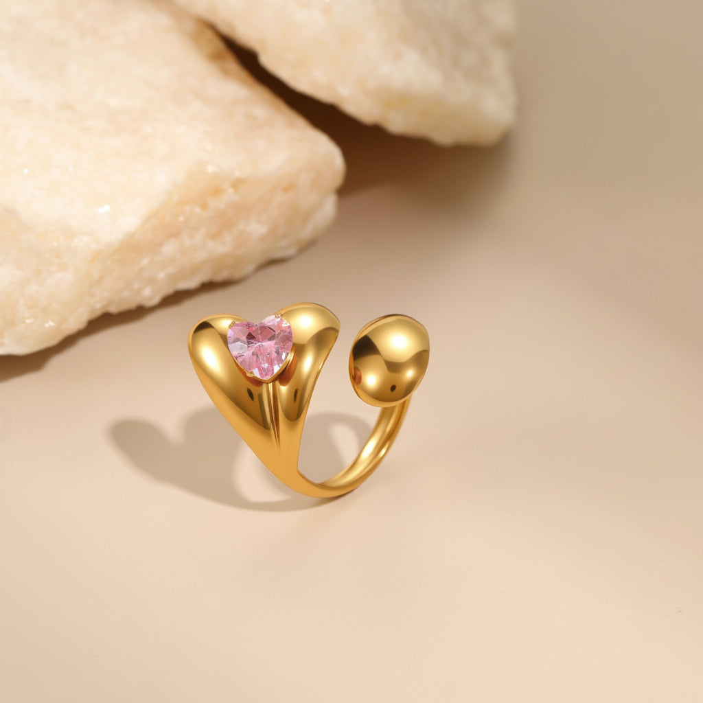 Céleste pink Hearts Ring