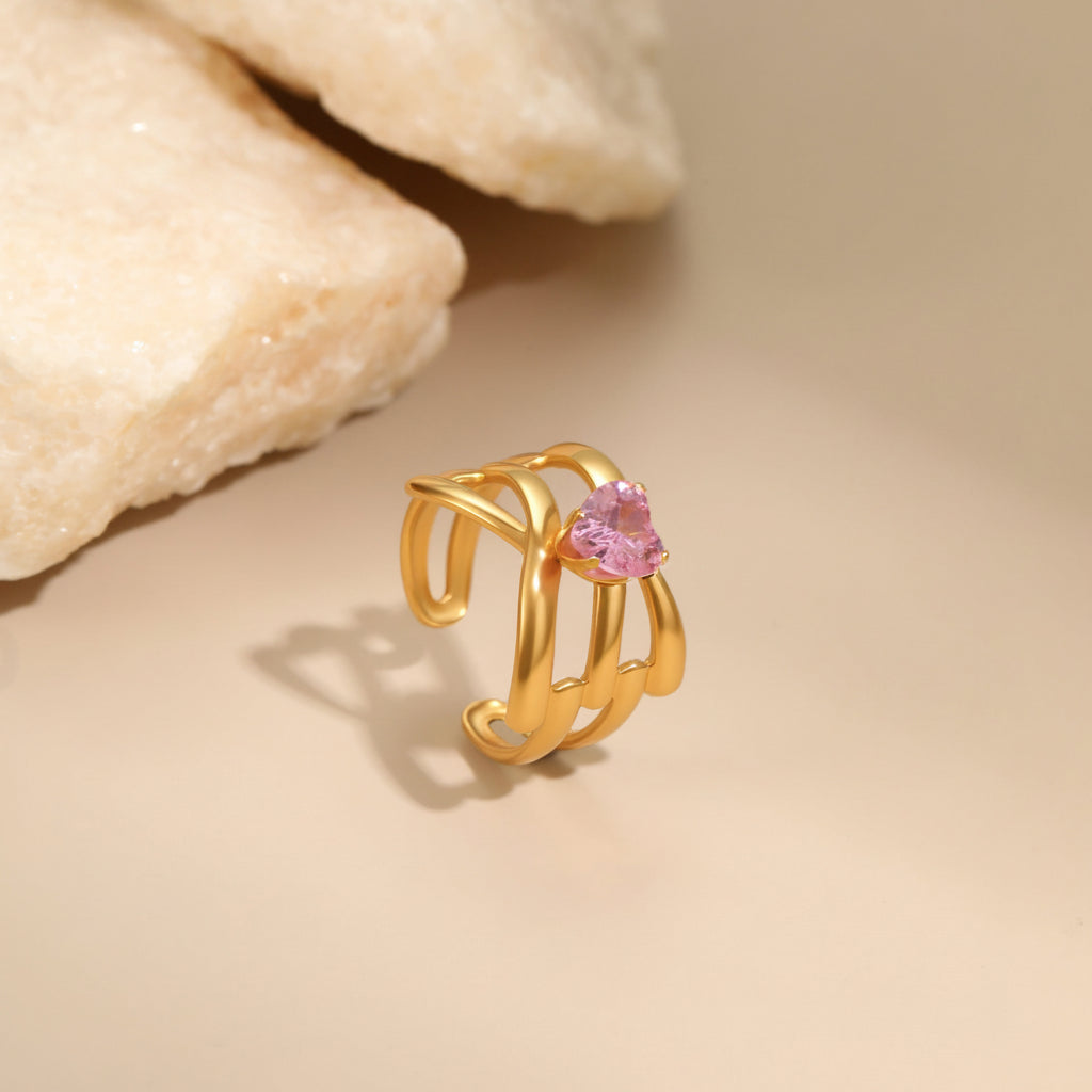 Céleste pink Hearts Ring